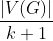 \frac{|V(G)|}{k+1}